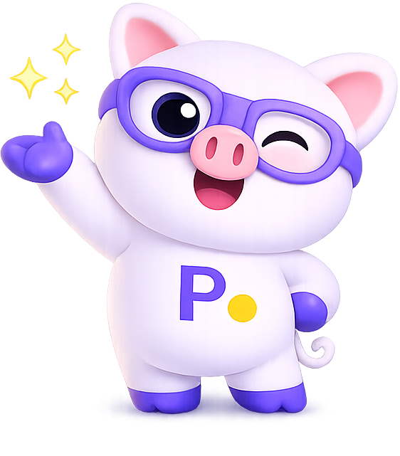 Mascote Precifyca apresentando a calculadora